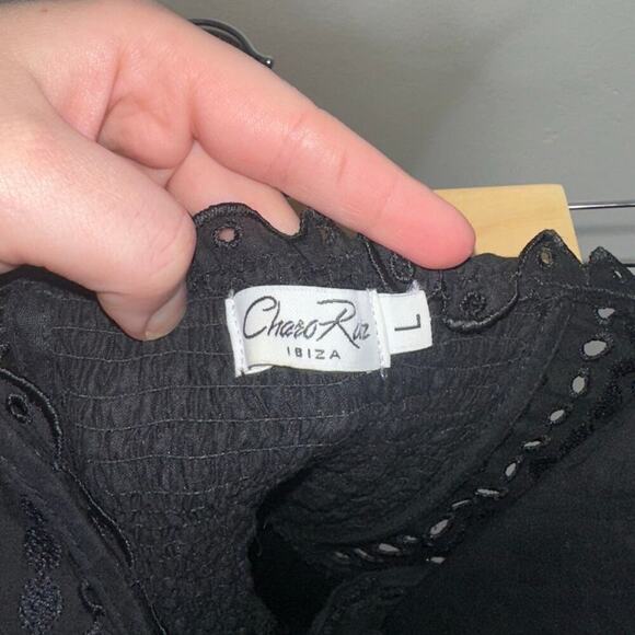 Charo Ruiz Aurora Strapless Midi Dress Eyelet Lace Corset Top Black Size Large - Picture 4 of 9